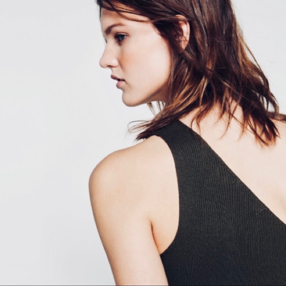 One Shoulder Rib Knit Mini Dress - Picture 7 of 11